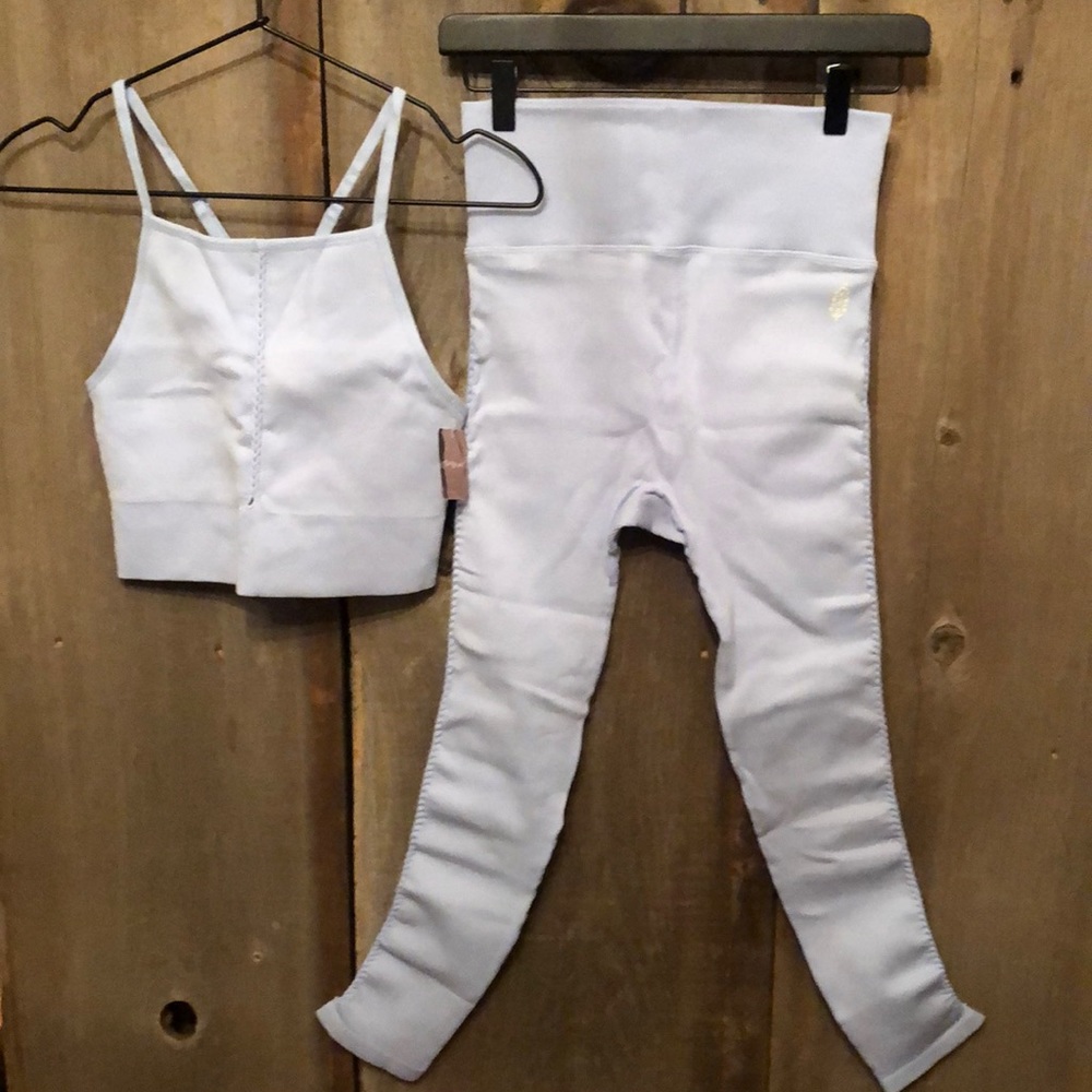 Free People Ignite Braided Set Leggings Crop Top In Peak A Blue Size M/L - Picture 3 of 17